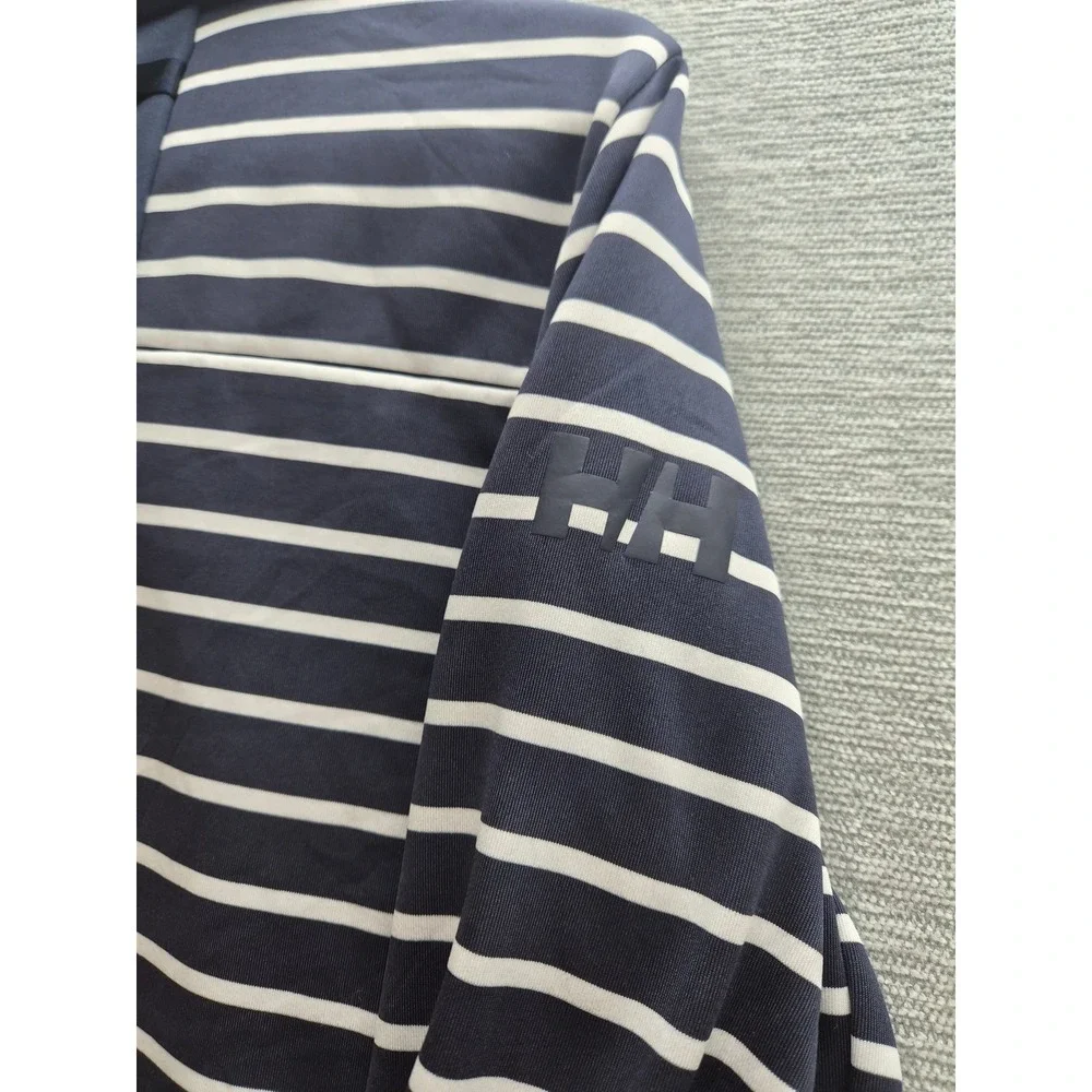 Helly Hansen Jacket Womens Large Blue White Striped Collared No Zip Casual